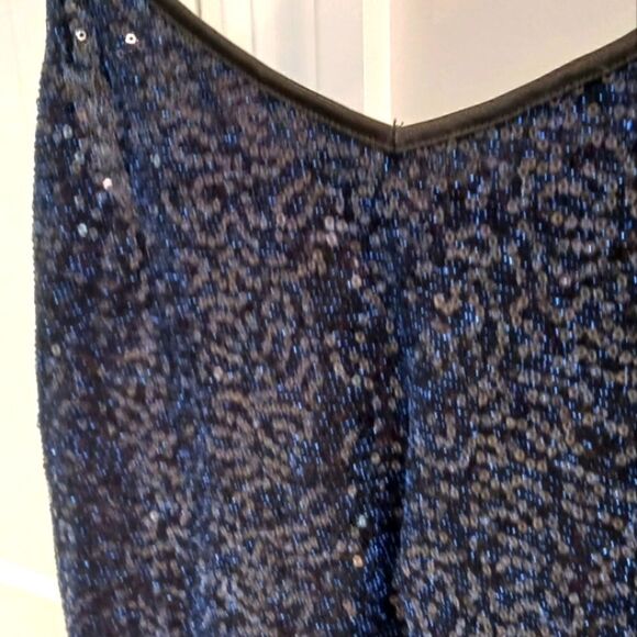 EXPRESS Sequined Camisole Tank Top Navy Spaghetti Strap Sz Small NWT - Picture 7 of 12